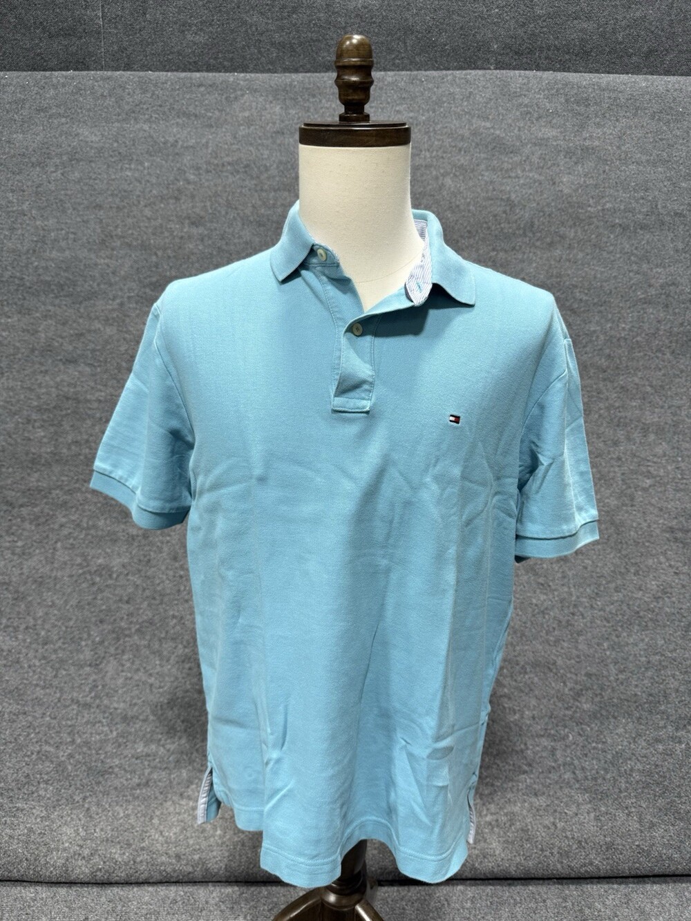Tommy Hilfiger Men’s Polo Shirt Blue Short Sleeve Classic Logo Size Large